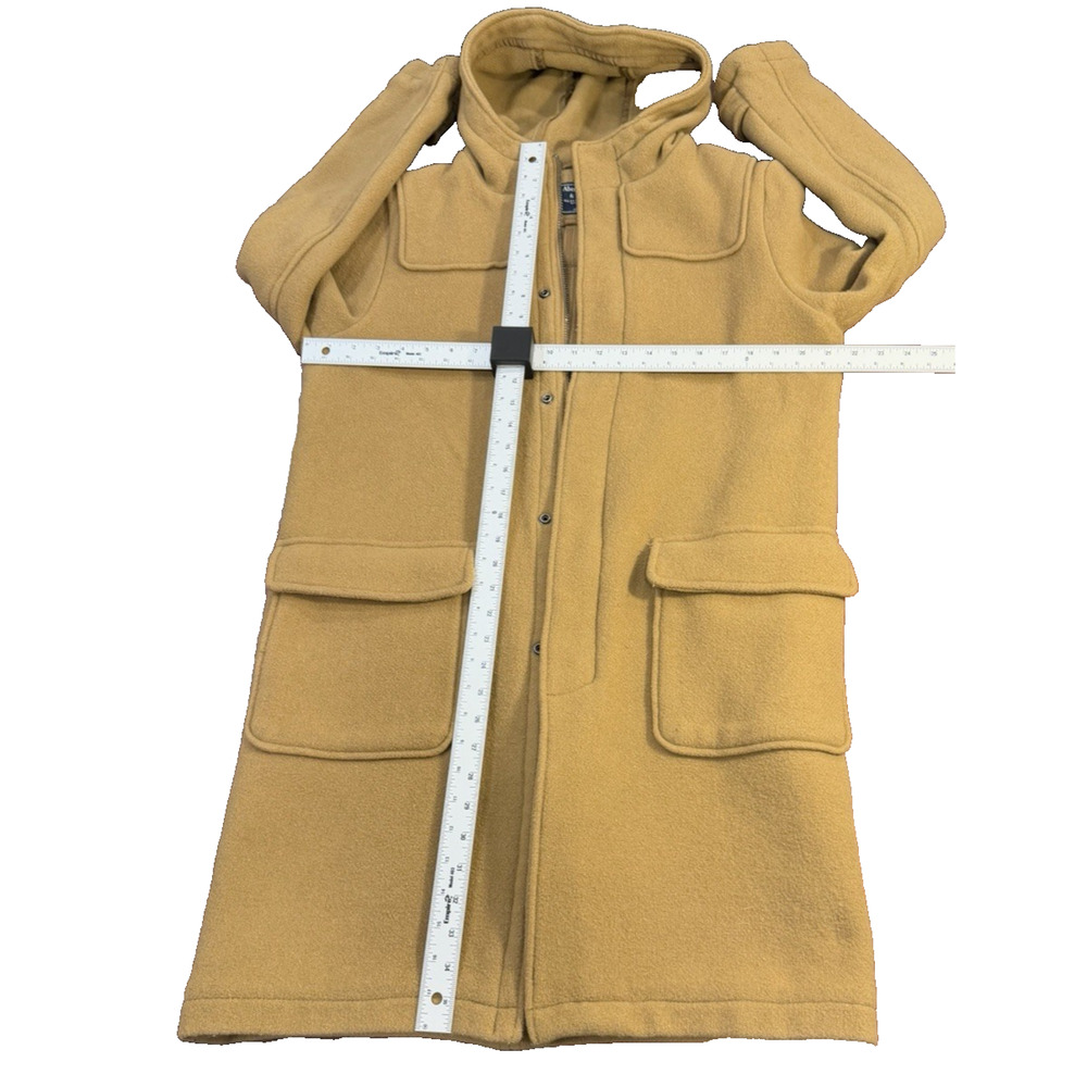Vintage Abercrombie & Fitch HOODED Camel Color Topcoat Sz S - Fabric made Italy - Picture 6 of 11